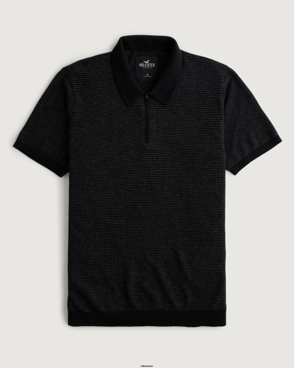 polo à fermeture éclair Hommes motif noir Hollister hauts RRRJX925