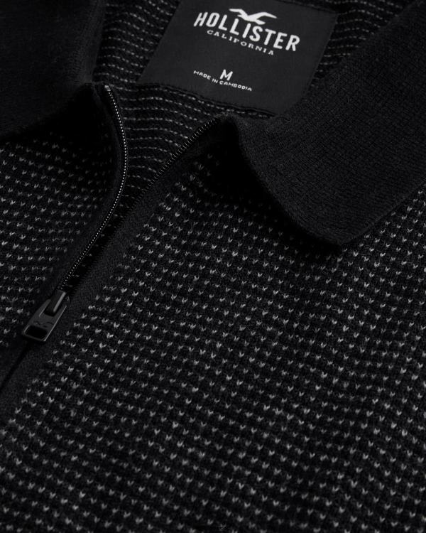 polo à fermeture éclair Hommes motif noir Hollister hauts RRRJX925