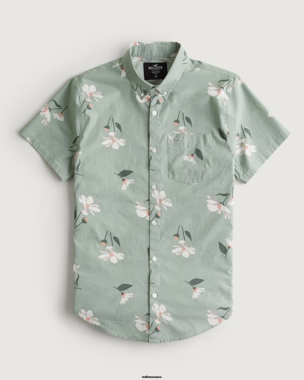 chemise boutonnée à fleurs Hommes fleurs de sauge Hollister hauts RRRJX824