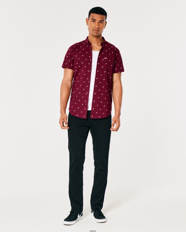 chemise boutonnée à motif géométrique Hommes motif bordeaux Hollister hauts RRRJX979