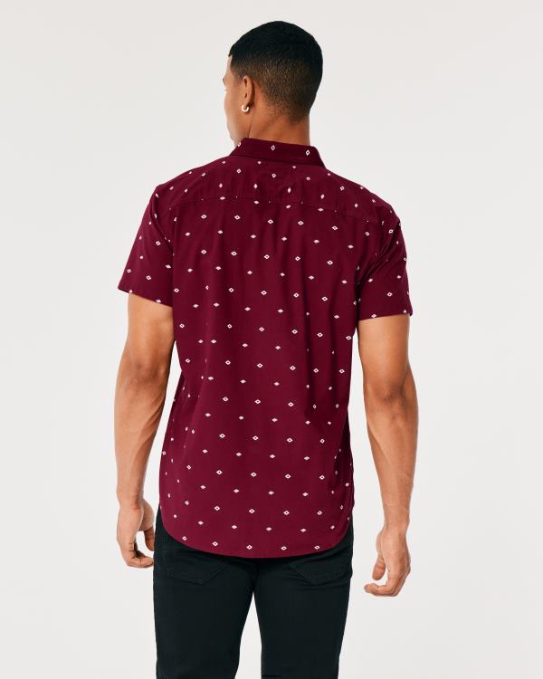 chemise boutonnée à motif géométrique Hommes motif bordeaux Hollister hauts RRRJX979