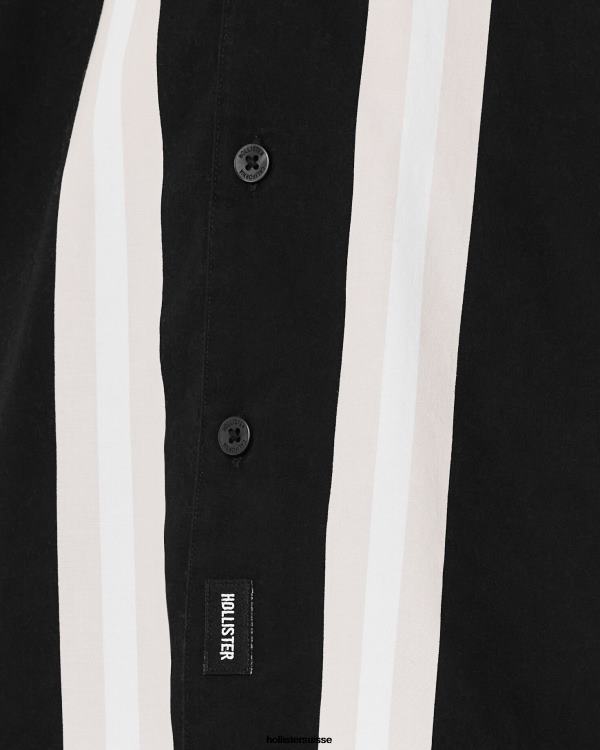 chemise décontractée en popeline à manches courtes Hommes bande noire Hollister hauts RRRJX1006