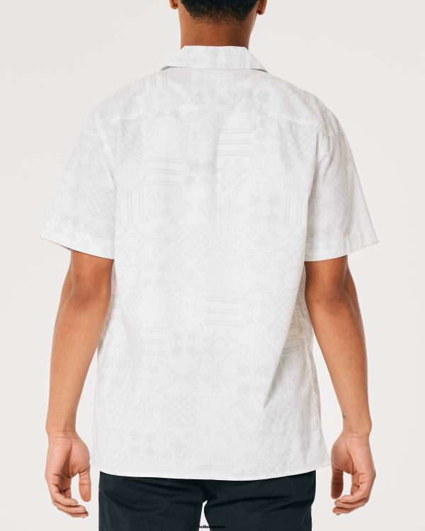 chemise décontractée en popeline à manches courtes Hommes motif blanc Hollister hauts RRRJX893