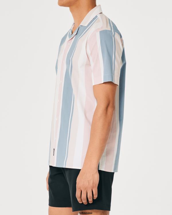 chemise décontractée en popeline à manches courtes Hommes multi-rayures Hollister hauts RRRJX1032