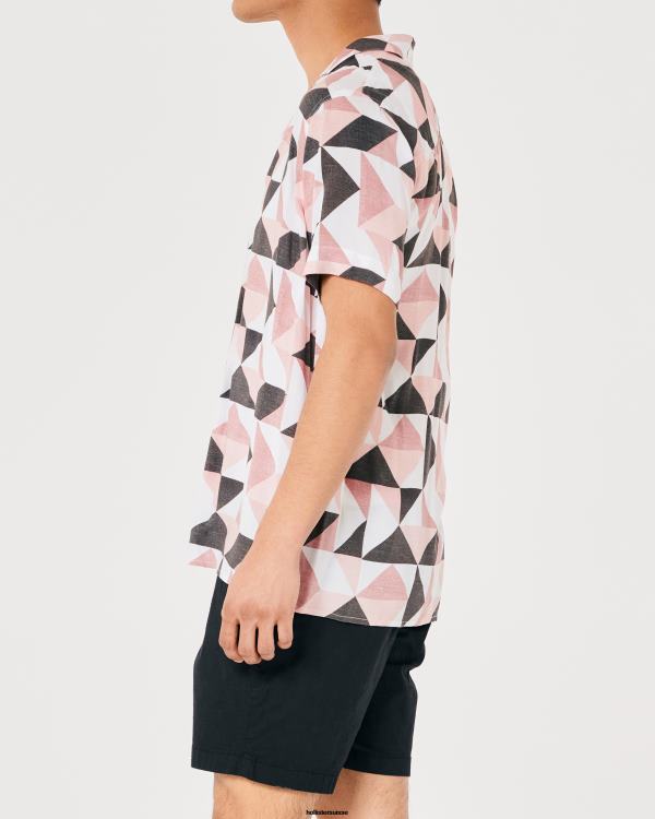 chemise décontractée à manches courtes Hommes motif rose Hollister hauts RRRJX1004