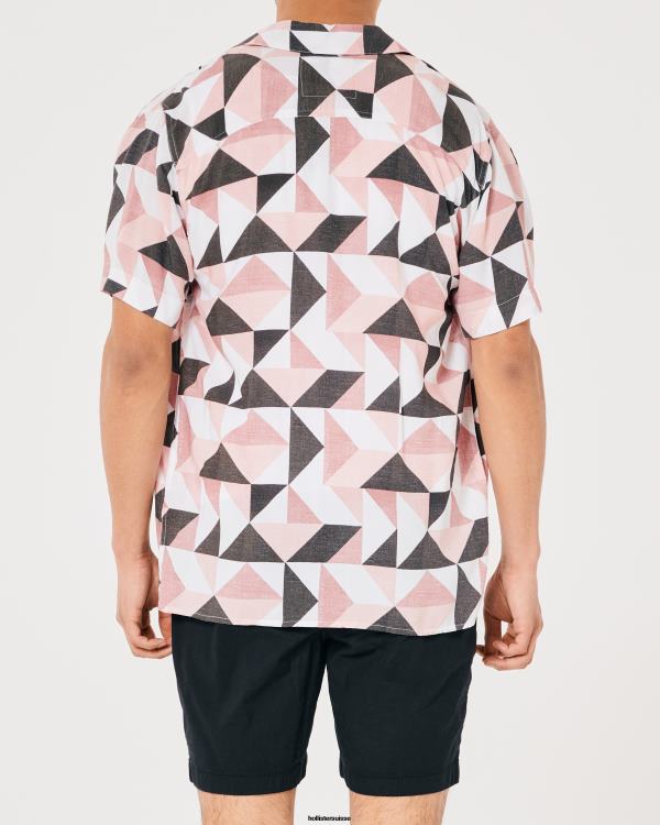 chemise décontractée à manches courtes Hommes motif rose Hollister hauts RRRJX1004