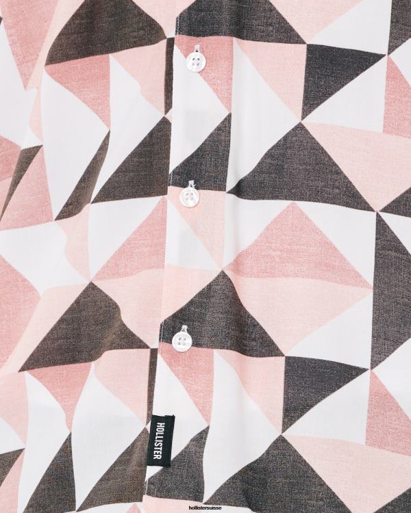 chemise décontractée à manches courtes Hommes motif rose Hollister hauts RRRJX1004