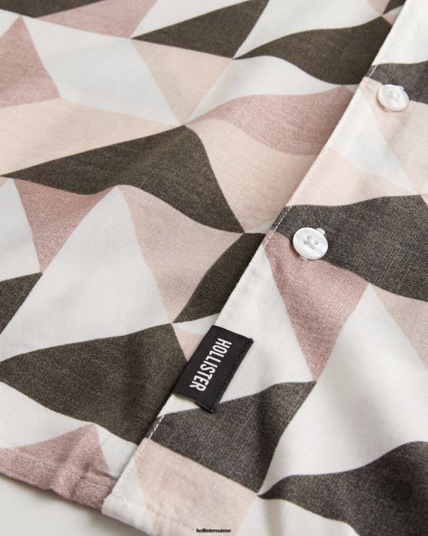 chemise décontractée à manches courtes Hommes motif rose Hollister hauts RRRJX1004
