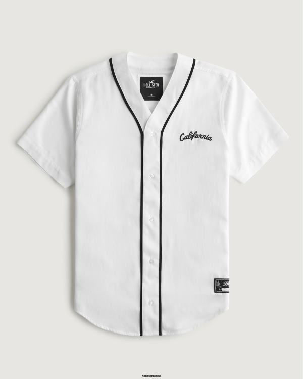chemise de baseball décontractée Hommes blanc Hollister hauts RRRJX954
