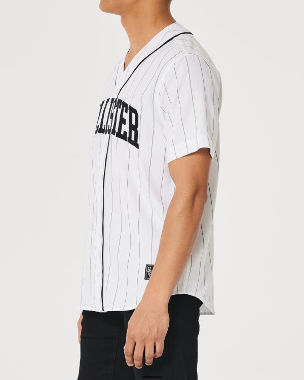chemise de baseball décontractée Hommes blanc Hollister hauts RRRJX954