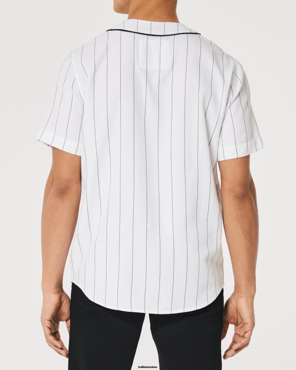 chemise de baseball décontractée Hommes blanc Hollister hauts RRRJX954