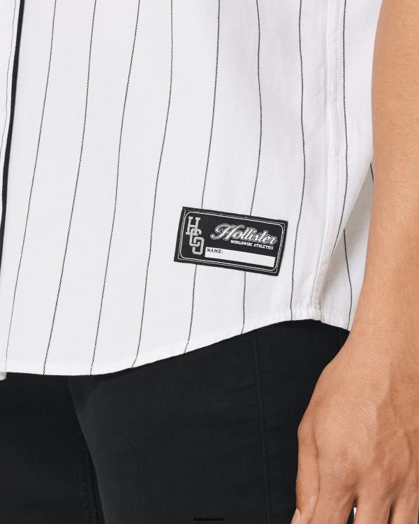 chemise de baseball décontractée Hommes blanc Hollister hauts RRRJX954