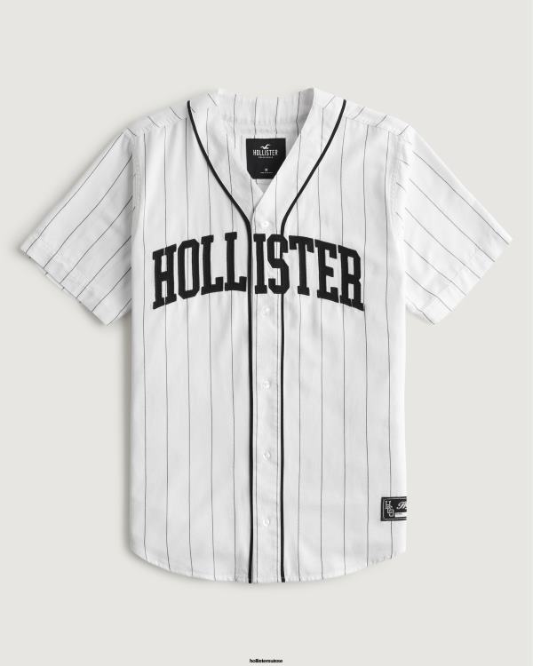 chemise de baseball décontractée Hommes blanc Hollister hauts RRRJX954