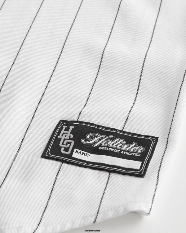 chemise de baseball décontractée Hommes blanc Hollister hauts RRRJX954
