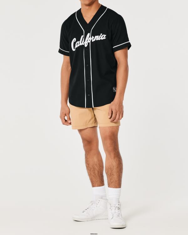 chemise de baseball graphique décontractée Hommes noir Hollister hauts RRRJX938