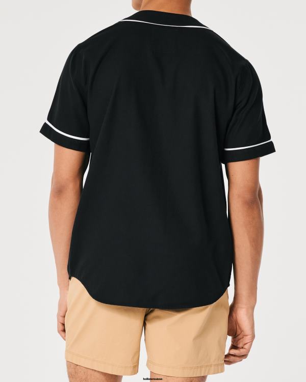 chemise de baseball graphique décontractée Hommes noir Hollister hauts RRRJX938