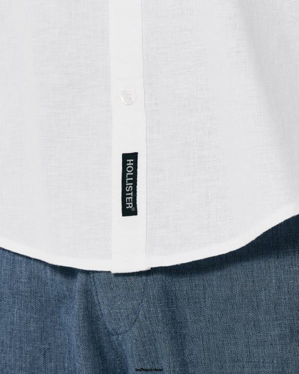 chemise en lin mélangé Hommes blanc Hollister hauts RRRJX918