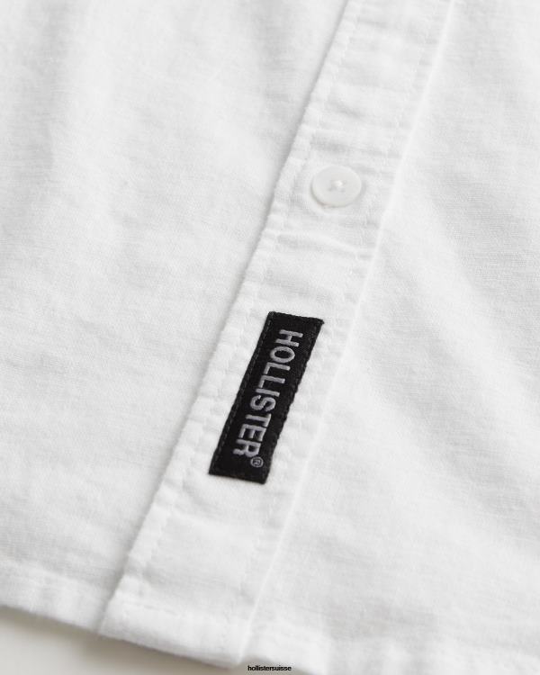 chemise en lin mélangé Hommes blanc Hollister hauts RRRJX918
