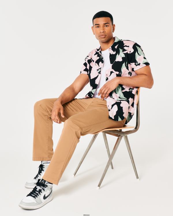 chemise fleurie à manches courtes Hommes fleuri noir Hollister hauts RRRJX958