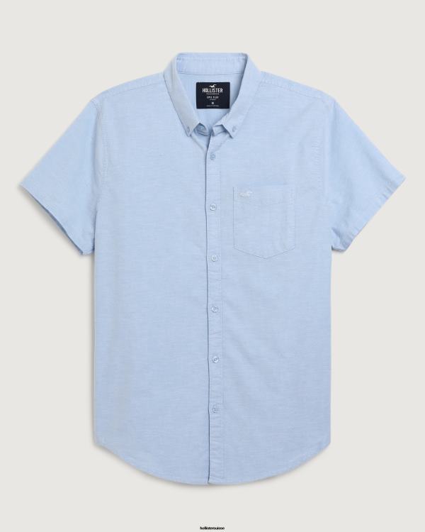 chemise iconique à manches courtes Hommes bleu clair Hollister hauts RRRJX934