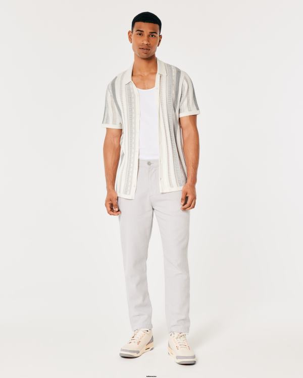 chemise pull texturée à manches courtes Hommes bande blanche Hollister hauts RRRJX863