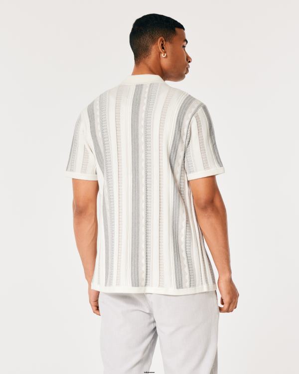 chemise pull texturée à manches courtes Hommes bande blanche Hollister hauts RRRJX863