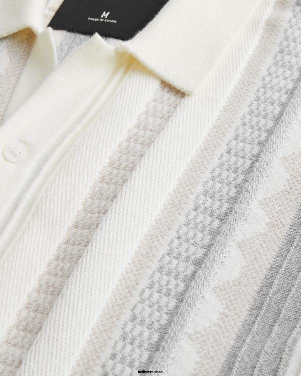 chemise pull texturée à manches courtes Hommes bande blanche Hollister hauts RRRJX863