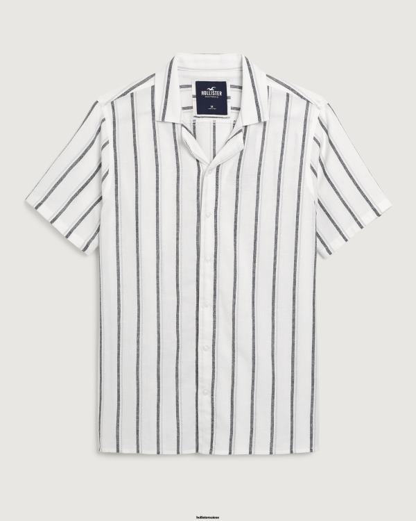chemise rayée à manches courtes Hommes bande blanche Hollister hauts RRRJX1039