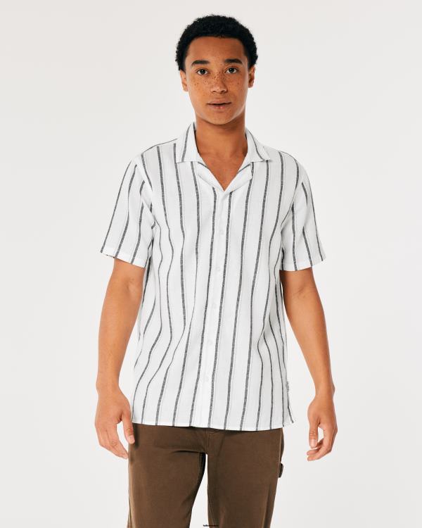 chemise rayée à manches courtes Hommes bande blanche Hollister hauts RRRJX1039