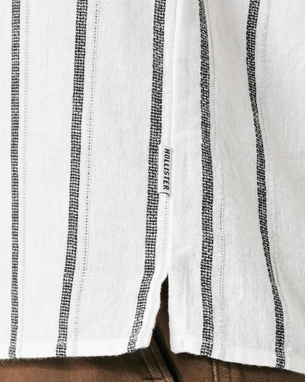 chemise rayée à manches courtes Hommes bande blanche Hollister hauts RRRJX1039