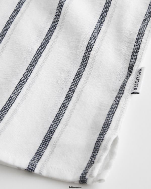 chemise rayée à manches courtes Hommes bande blanche Hollister hauts RRRJX1039