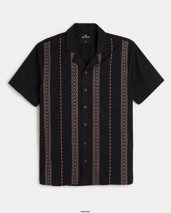chemise texturée à manches courtes Hommes bande noire Hollister hauts RRRJX883