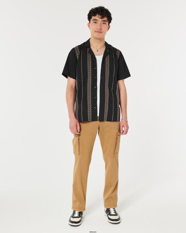 chemise texturée à manches courtes Hommes bande noire Hollister hauts RRRJX883