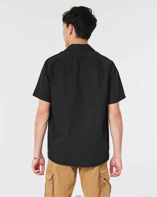 chemise texturée à manches courtes Hommes bande noire Hollister hauts RRRJX883
