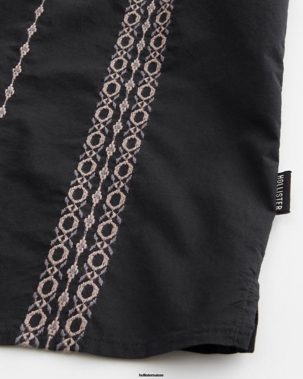 chemise texturée à manches courtes Hommes bande noire Hollister hauts RRRJX883