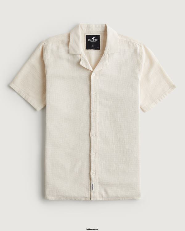 chemise texturée à manches courtes Hommes blanc Hollister hauts RRRJX877