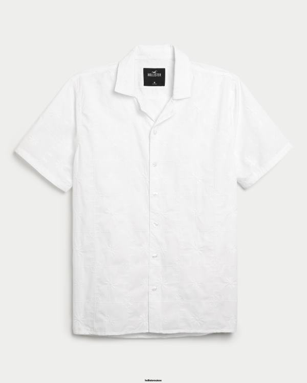 chemise texturée à manches courtes Hommes blanc Hollister hauts RRRJX930