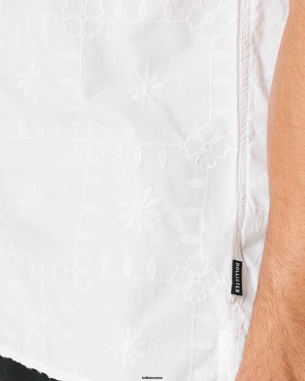 chemise texturée à manches courtes Hommes blanc Hollister hauts RRRJX930