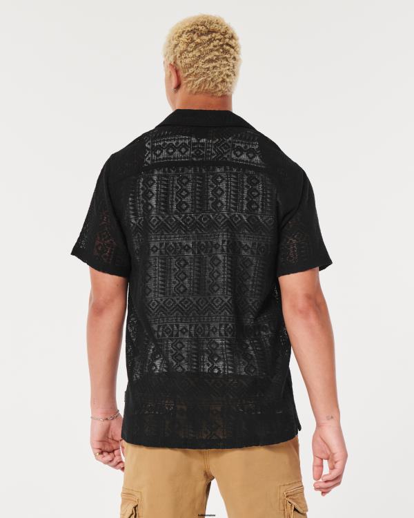 chemise texturée à manches courtes Hommes noir sd/texture Hollister hauts RRRJX916