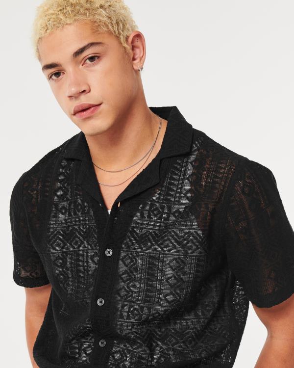 chemise texturée à manches courtes Hommes noir sd/texture Hollister hauts RRRJX916