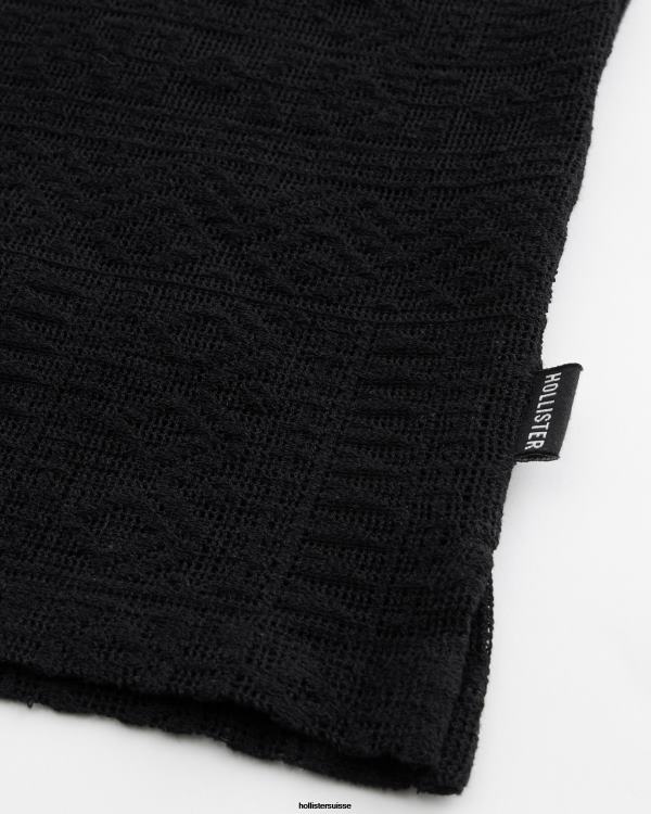 chemise texturée à manches courtes Hommes noir sd/texture Hollister hauts RRRJX916