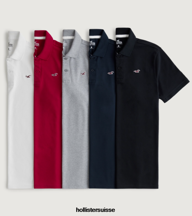 lot de 5 polos à logo iconique Hommes multi solide Hollister hauts RRRJX1099