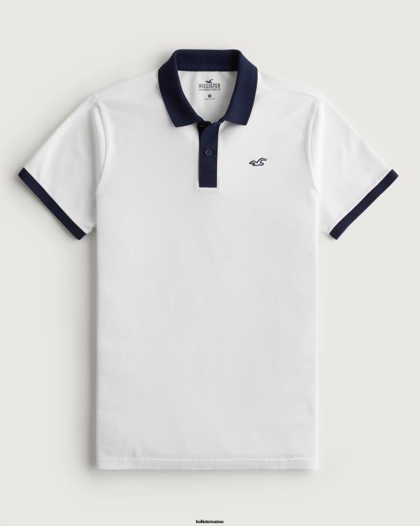 polo à col contrastant Hommes blanc Hollister hauts RRRJX992