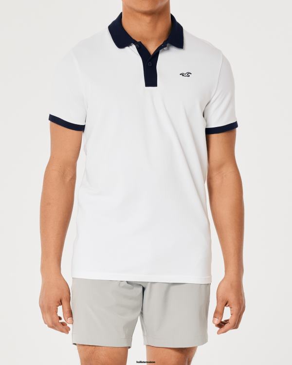 polo à col contrastant Hommes blanc Hollister hauts RRRJX992