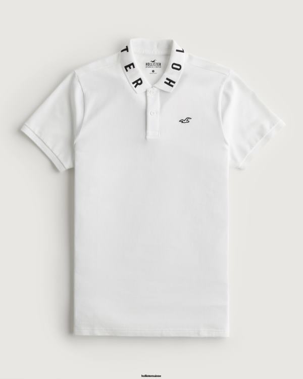 polo à col logo Hommes blanc Hollister hauts RRRJX833
