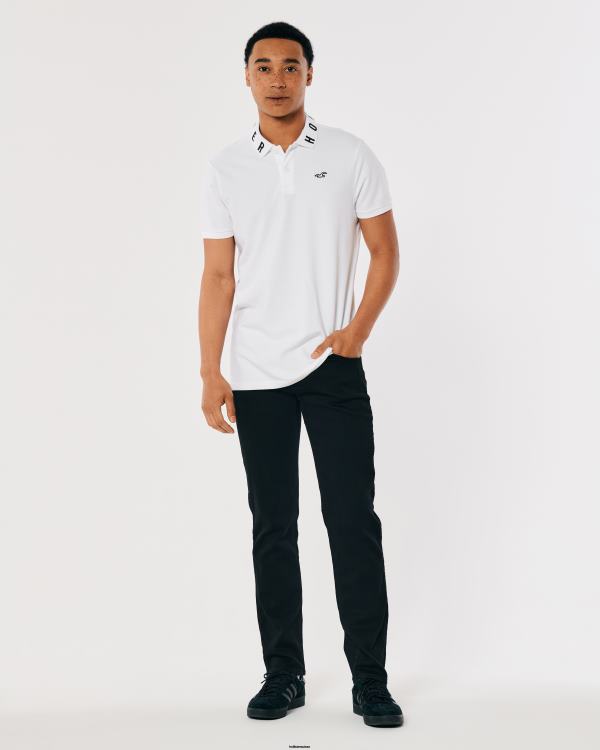polo à col logo Hommes blanc Hollister hauts RRRJX833