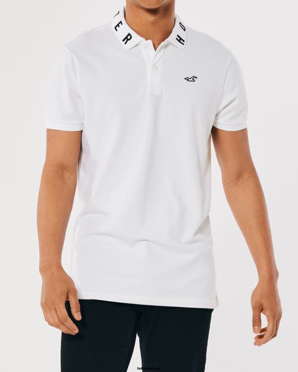 polo à col logo Hommes blanc Hollister hauts RRRJX833