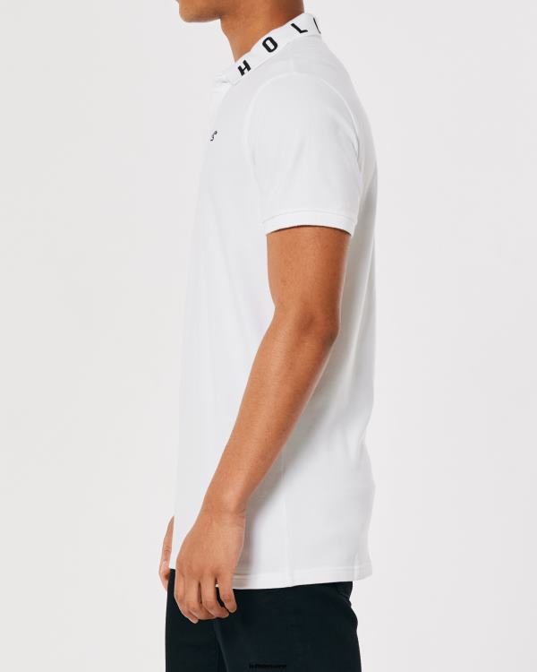 polo à col logo Hommes blanc Hollister hauts RRRJX833