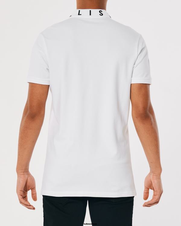 polo à col logo Hommes blanc Hollister hauts RRRJX833