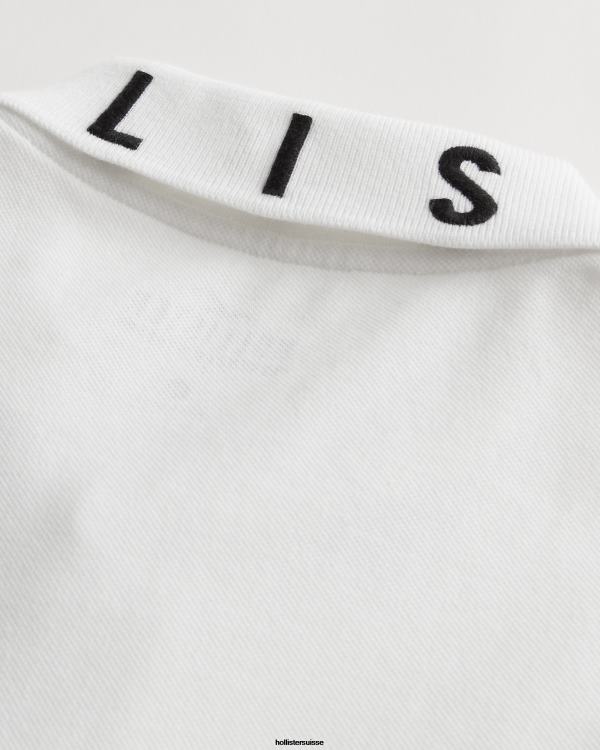 polo à col logo Hommes blanc Hollister hauts RRRJX833